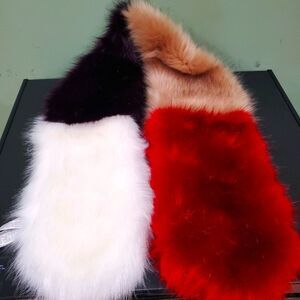 Faux fur satin lined multi colored scarf